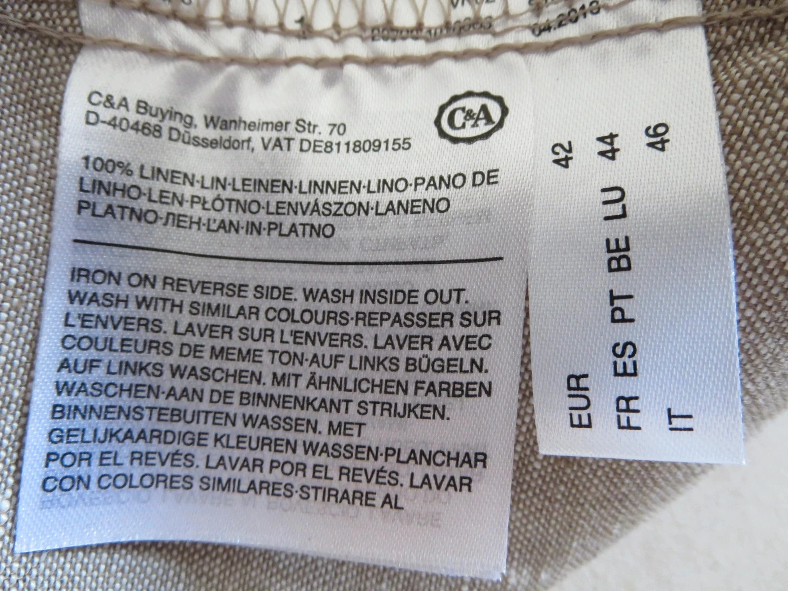 Veste Canda Premium 100 % lin – Beige – T. 42/44 – photo 4